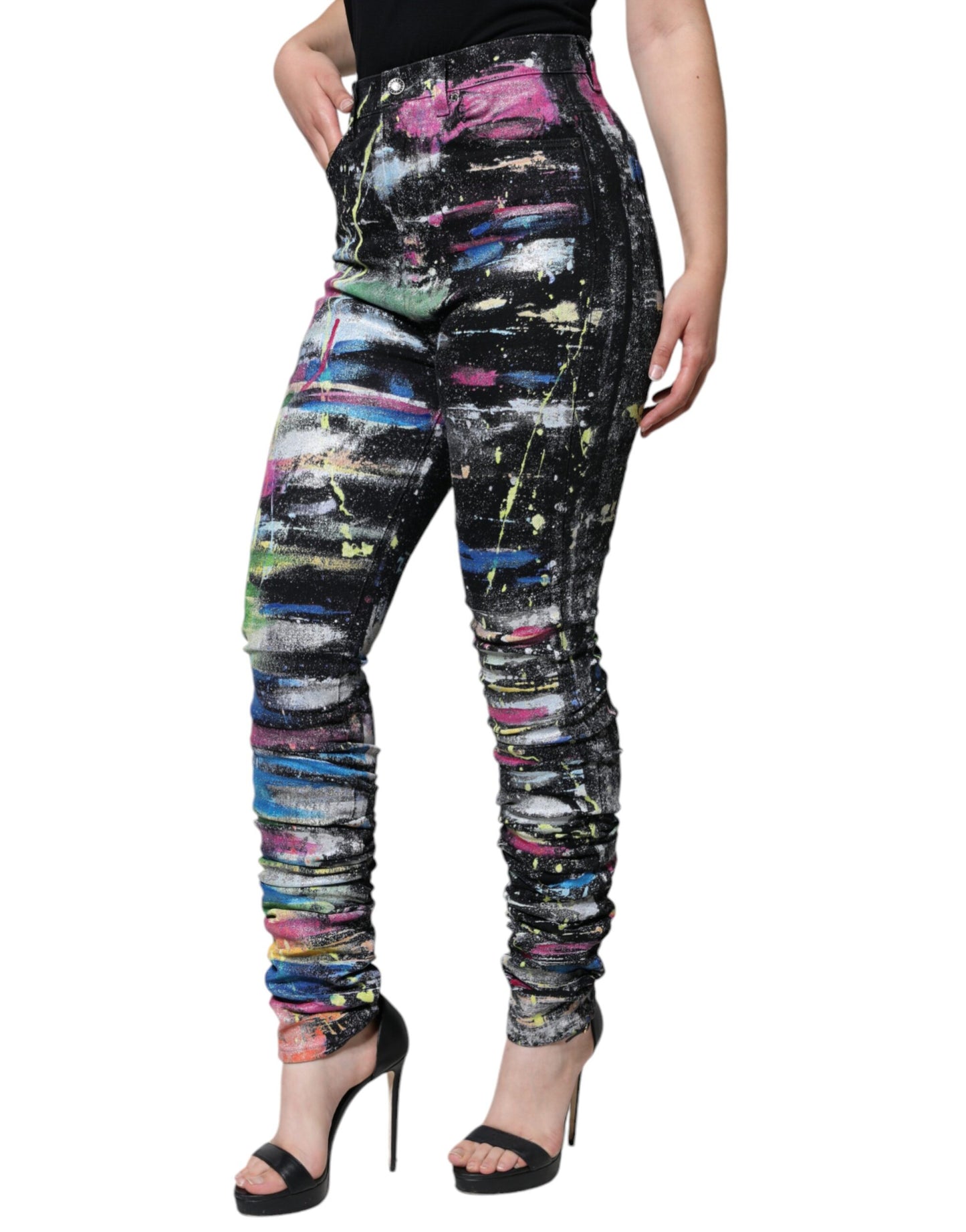 Dolce & Gabbana Multicolor Splatter Paint Cotton Skinny Denim Jeans Dolce & Gabbana