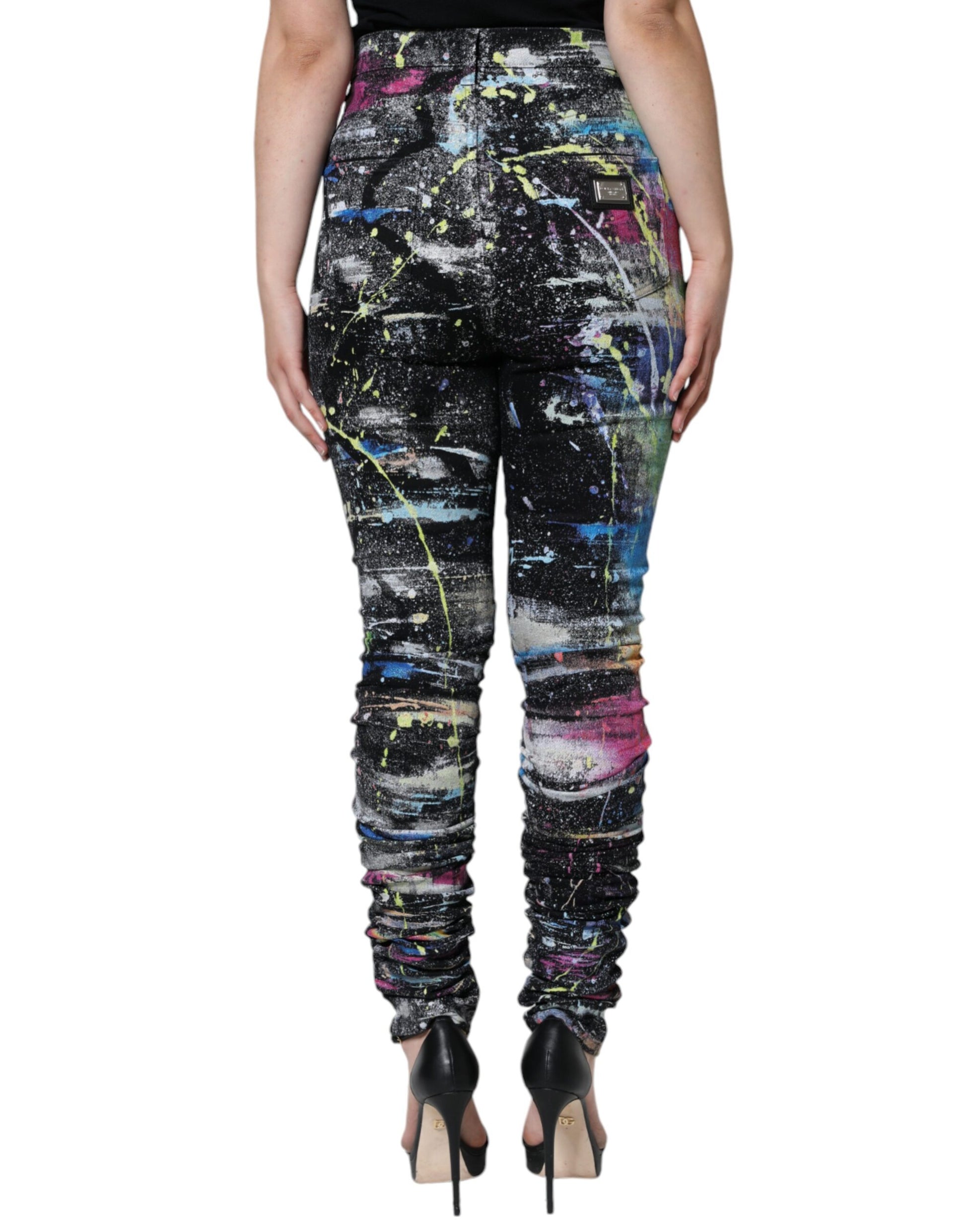 Dolce & Gabbana Multicolor Splatter Paint Cotton Skinny Denim Jeans Dolce & Gabbana