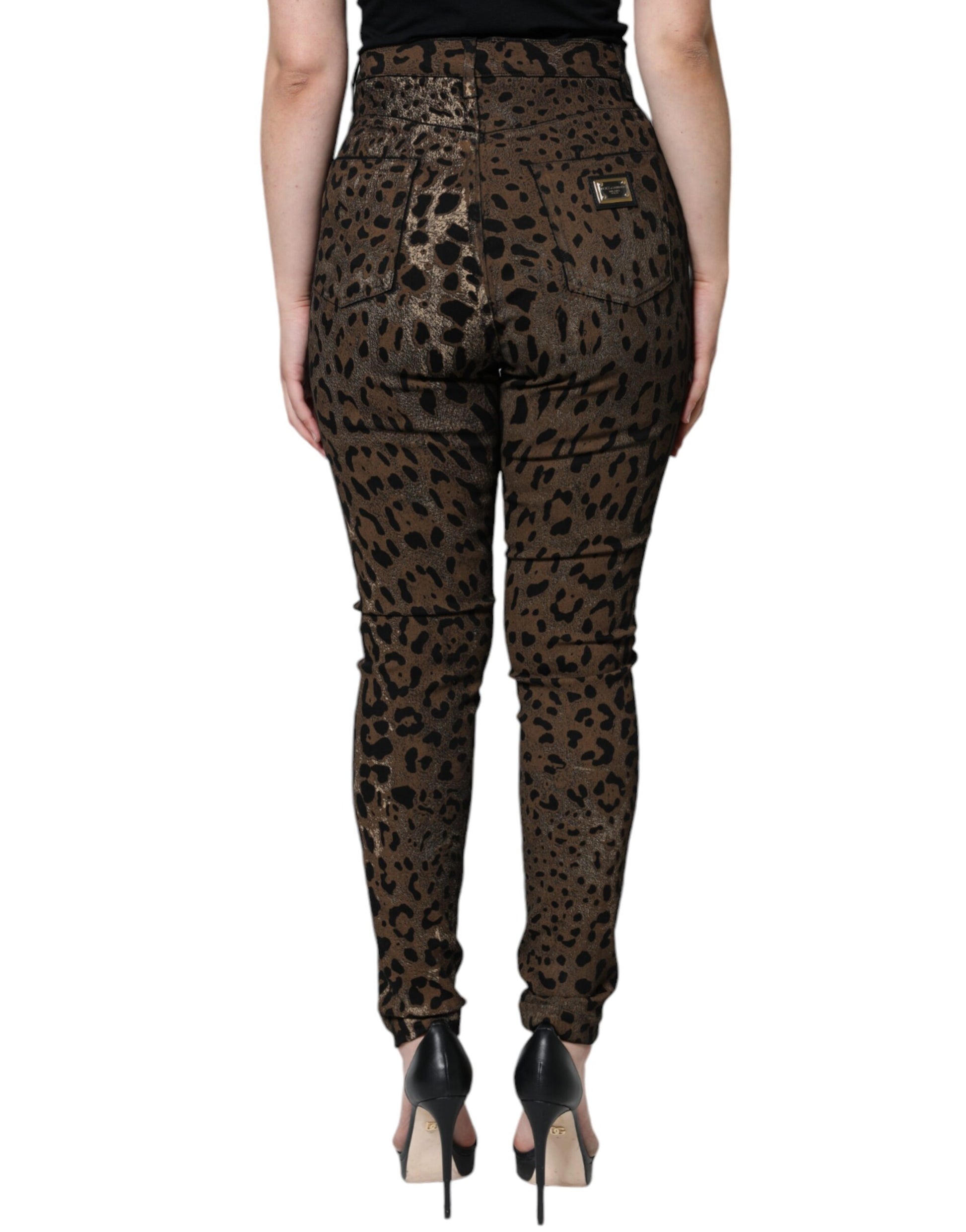 Dolce & Gabbana Brown Leopard Cotton Skinny Denim Jeans Dolce & Gabbana