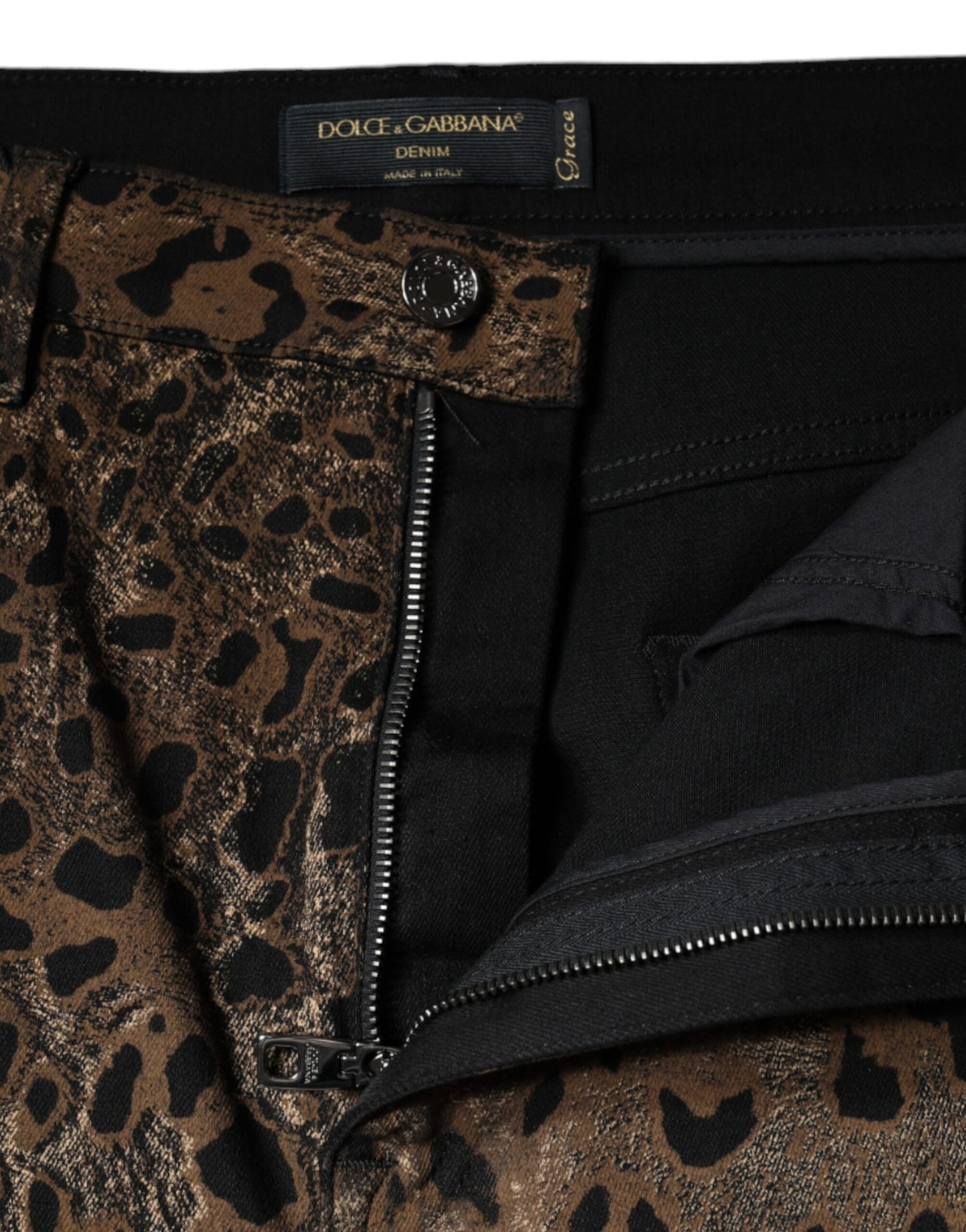 Dolce & Gabbana Brown Leopard Cotton Skinny Denim Jeans Dolce & Gabbana