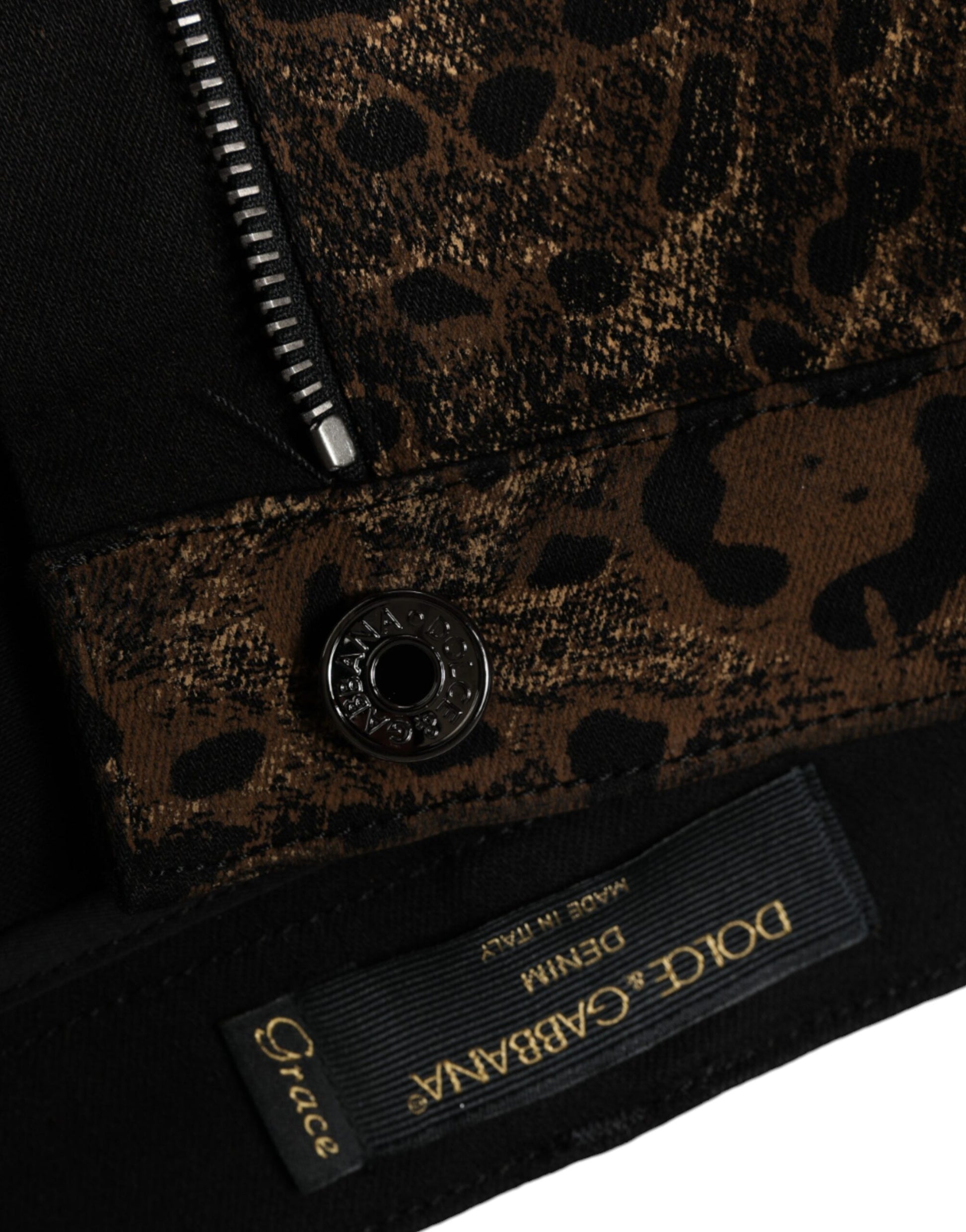 Dolce & Gabbana Brown Leopard Cotton Skinny Denim Jeans Dolce & Gabbana
