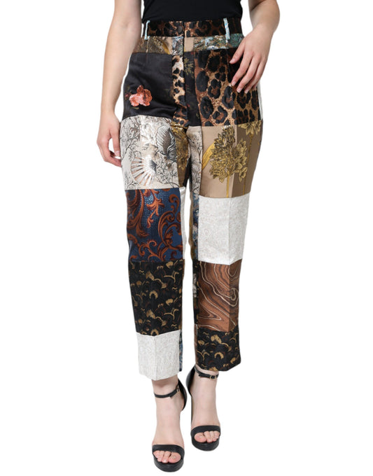Dolce & Gabbana Multicolor Patchwork Jacquard High Waist Pants Dolce & Gabbana
