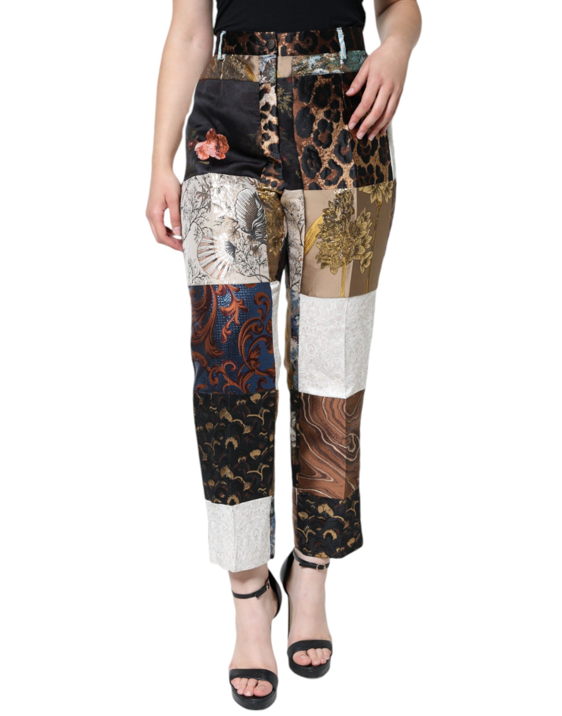 Dolce & Gabbana Multicolor Patchwork Jacquard High Waist Pants Dolce & Gabbana