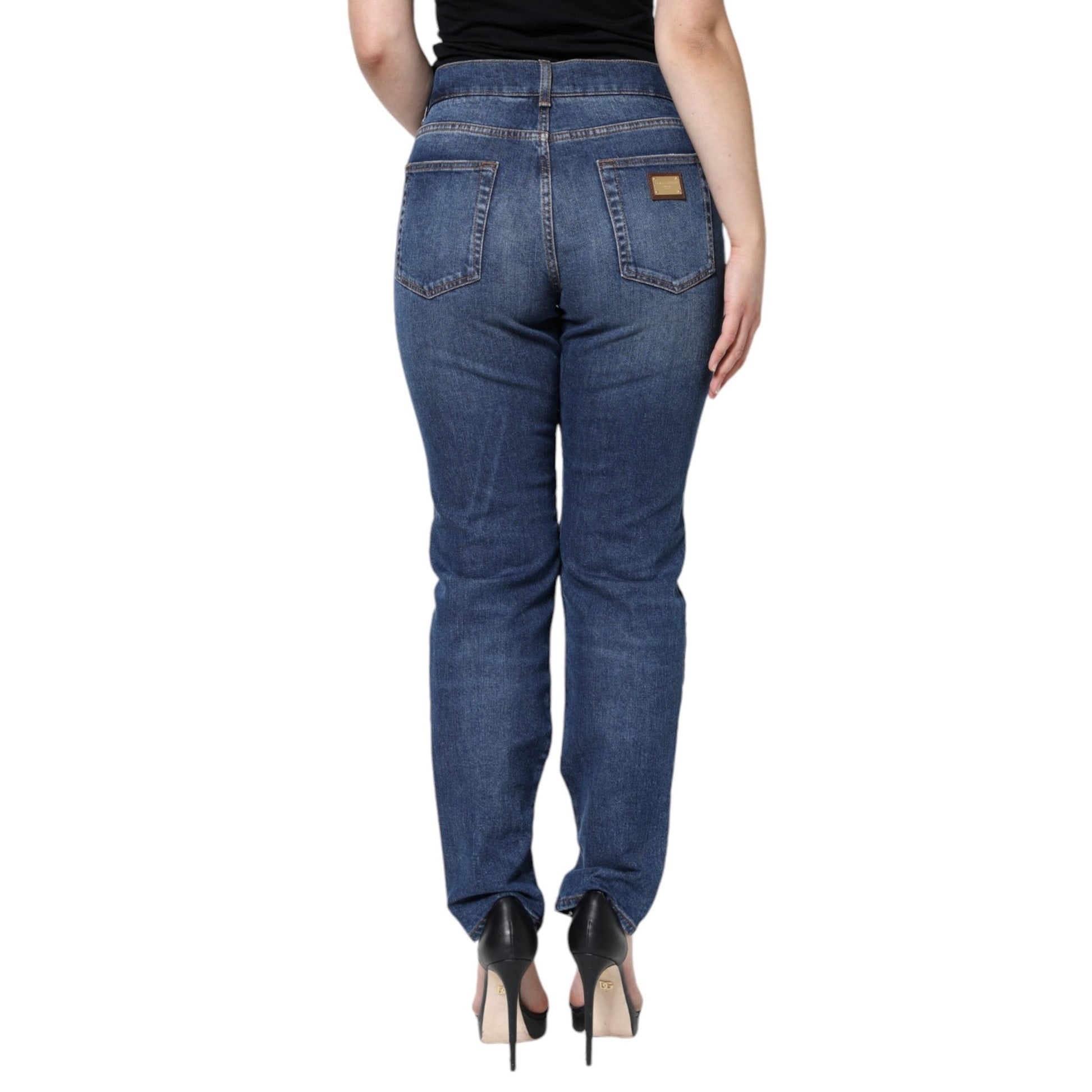 Dolce & Gabbana Black Floral Lace Front Skinny Denim Jeans Dolce & Gabbana