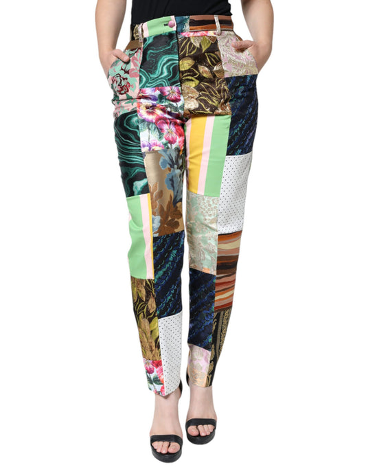 Dolce & Gabbana Multicolor Patchwork Jacquard High Waist Pants Dolce & Gabbana