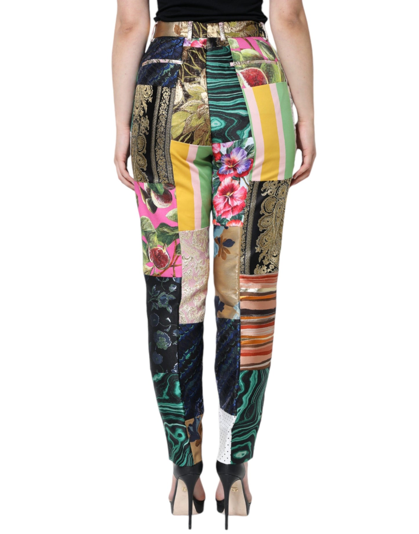 Dolce & Gabbana Multicolor Patchwork Jacquard High Waist Pants Dolce & Gabbana