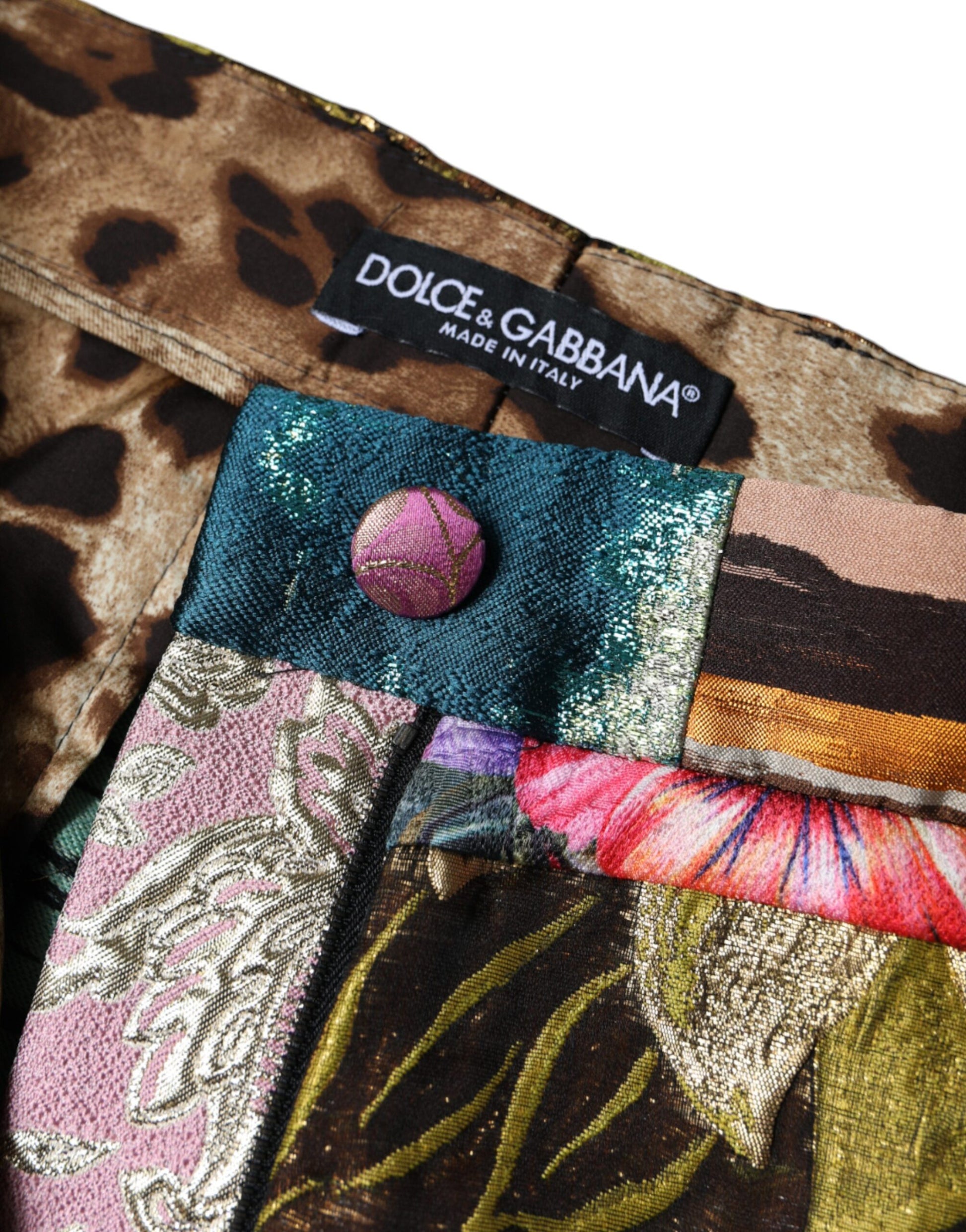 Dolce & Gabbana Multicolor Patchwork Jacquard High Waist Pants Dolce & Gabbana