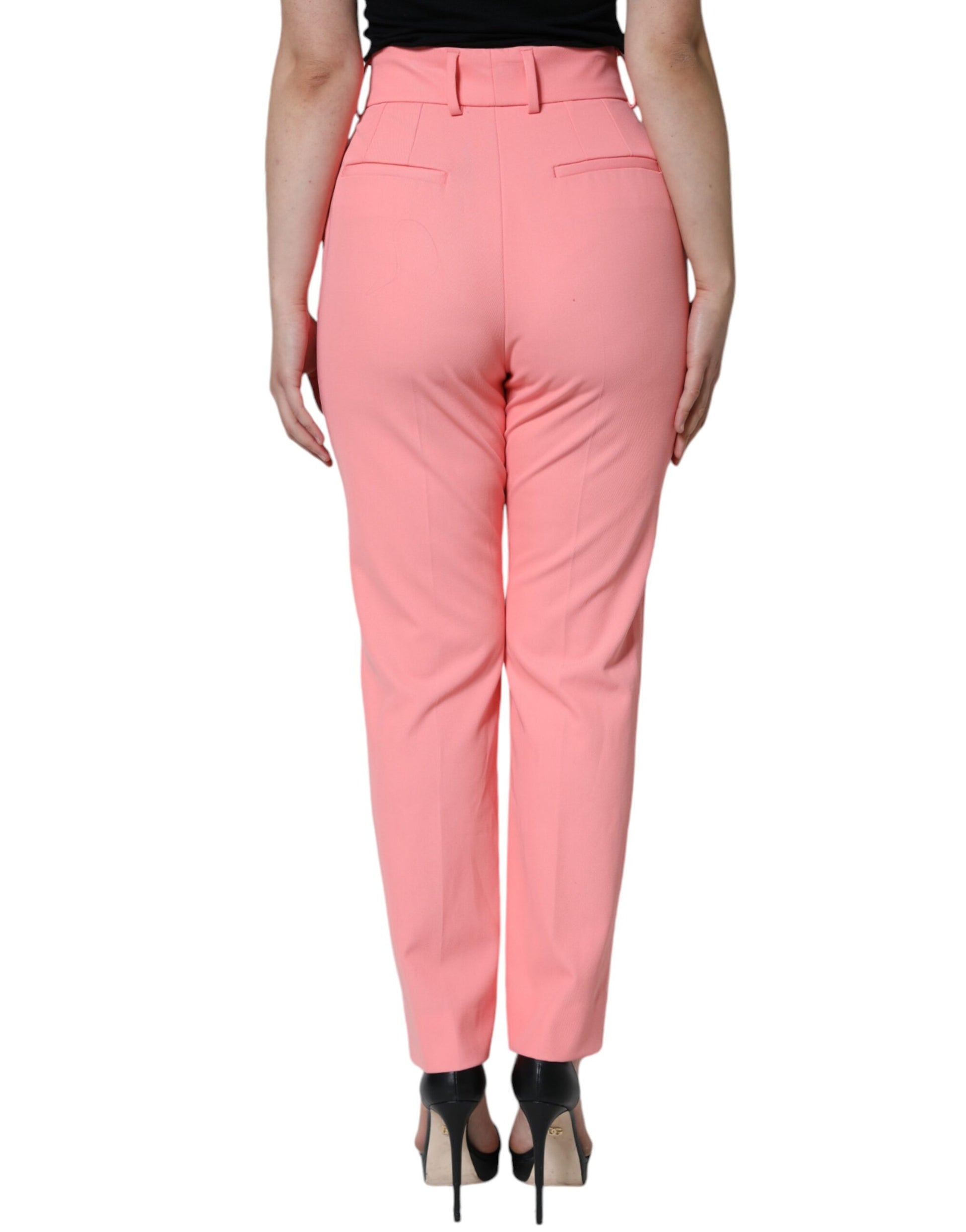Dolce & Gabbana Rose Pink Polyester High Waist Tapered Pants Dolce & Gabbana