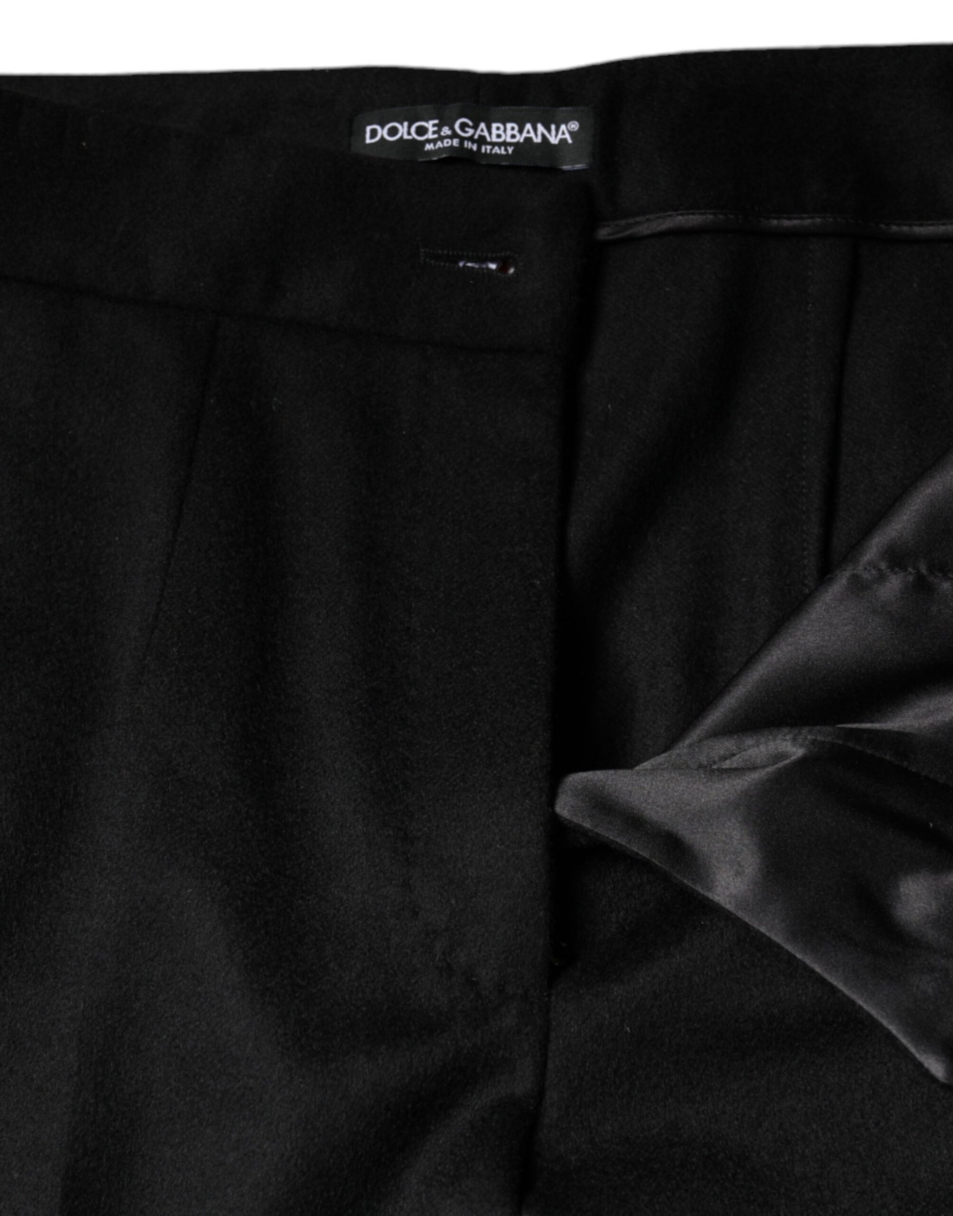Dolce & Gabbana Black Cashmere Mid Waist Women Boot Cut Pants Dolce & Gabbana