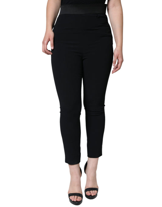 Dolce & Gabbana Black Viscose High Waist Tapered Pants Dolce & Gabbana
