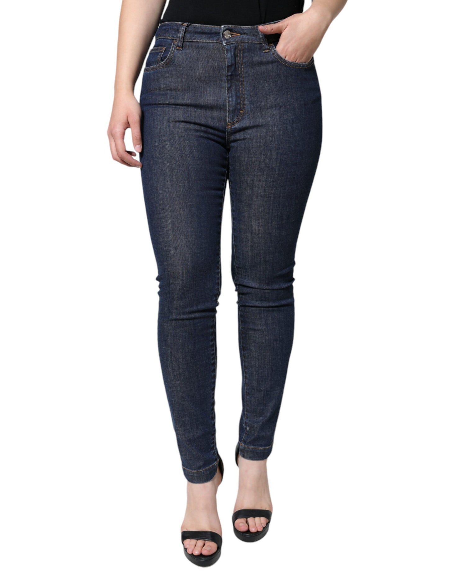 Dolce & Gabbana Dark Blue QUEEN Cotton Skinny Denim Jeans Dolce & Gabbana