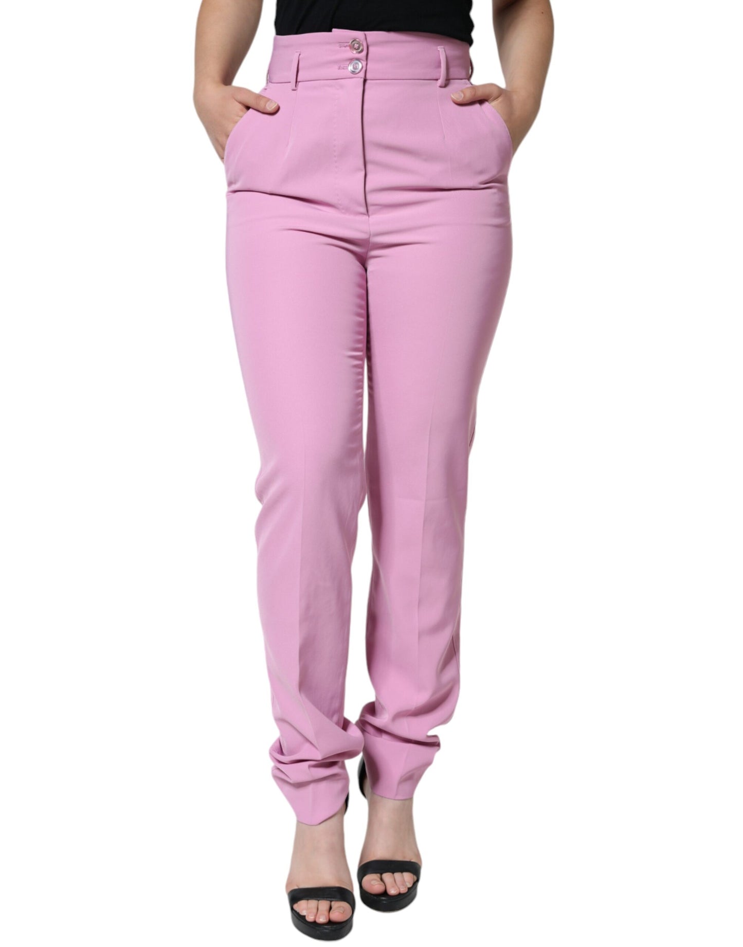 Dolce & Gabbana Pink Polyester High Waist Women Tapered Pants Dolce & Gabbana