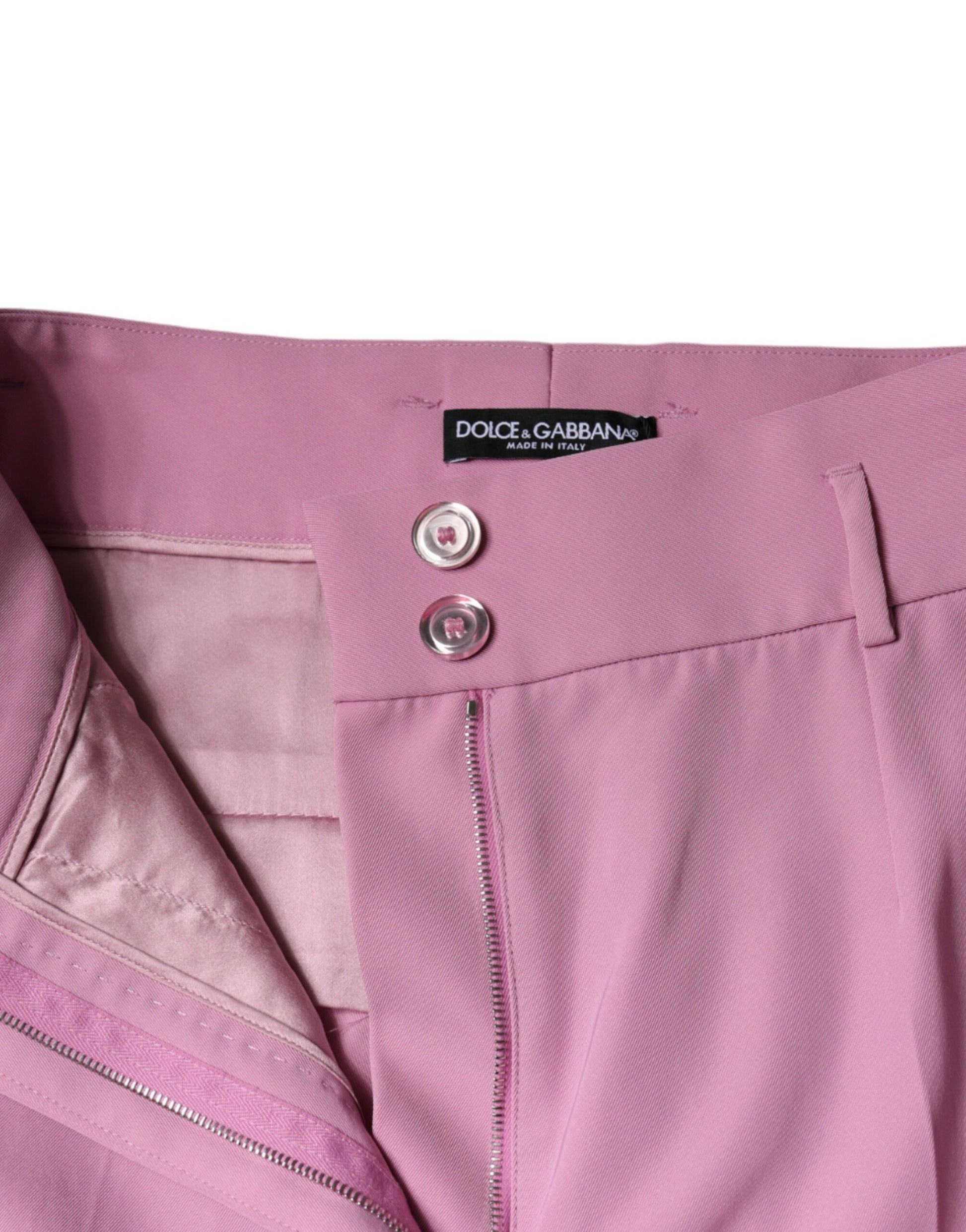 Dolce & Gabbana Pink Polyester High Waist Women Tapered Pants Dolce & Gabbana