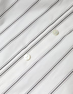 Dolce & Gabbana White Striped Collared Short Sleeve Polo Top