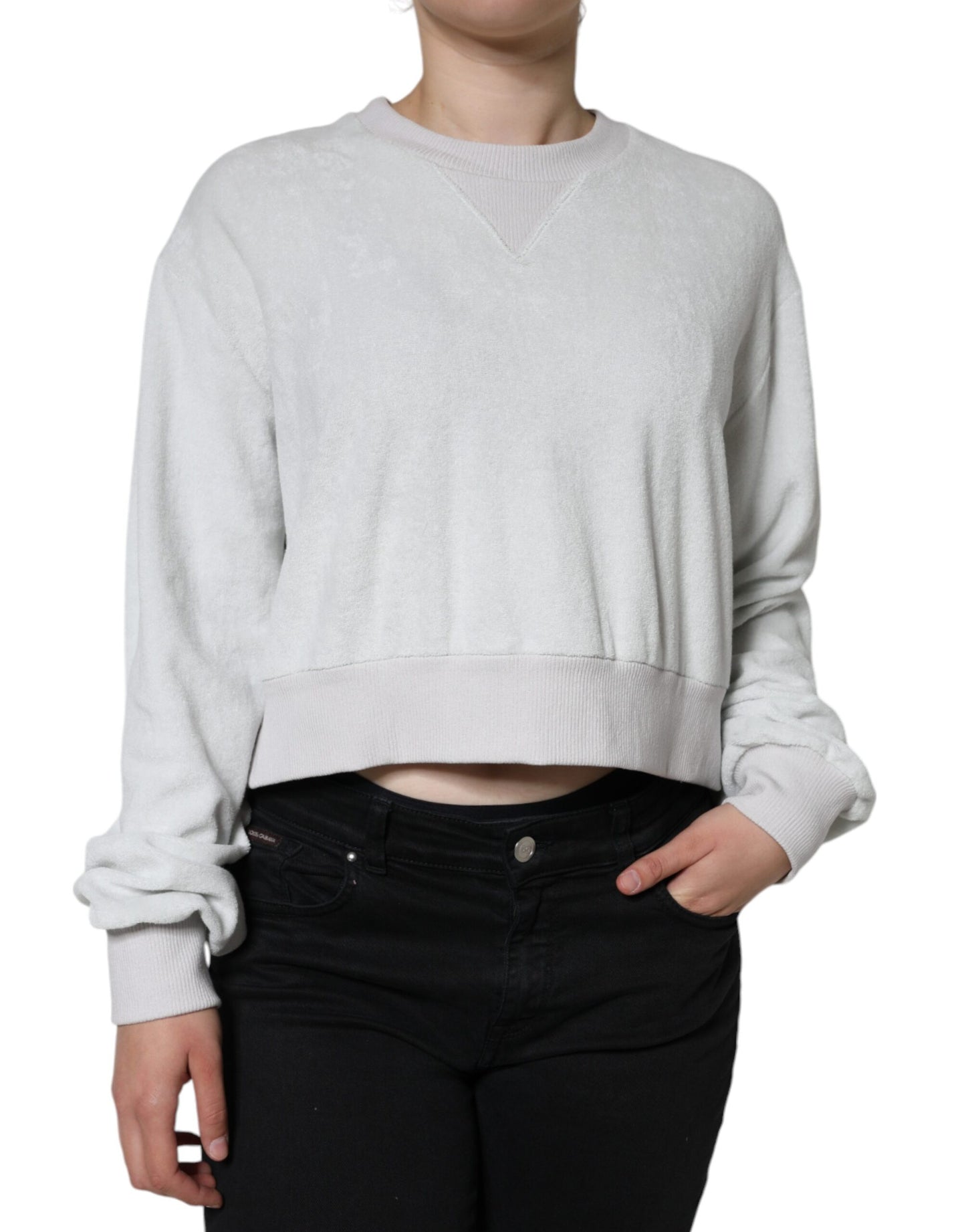 Dolce & Gabbana White Nylon Stretch Crew Neck Pullover Sweater Dolce & Gabbana
