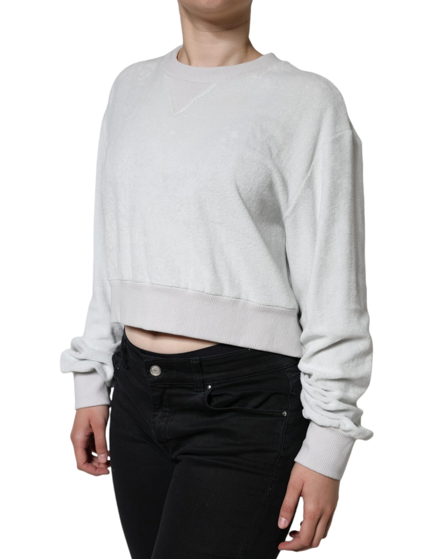 Dolce & Gabbana White Nylon Stretch Crew Neck Pullover Sweater Dolce & Gabbana