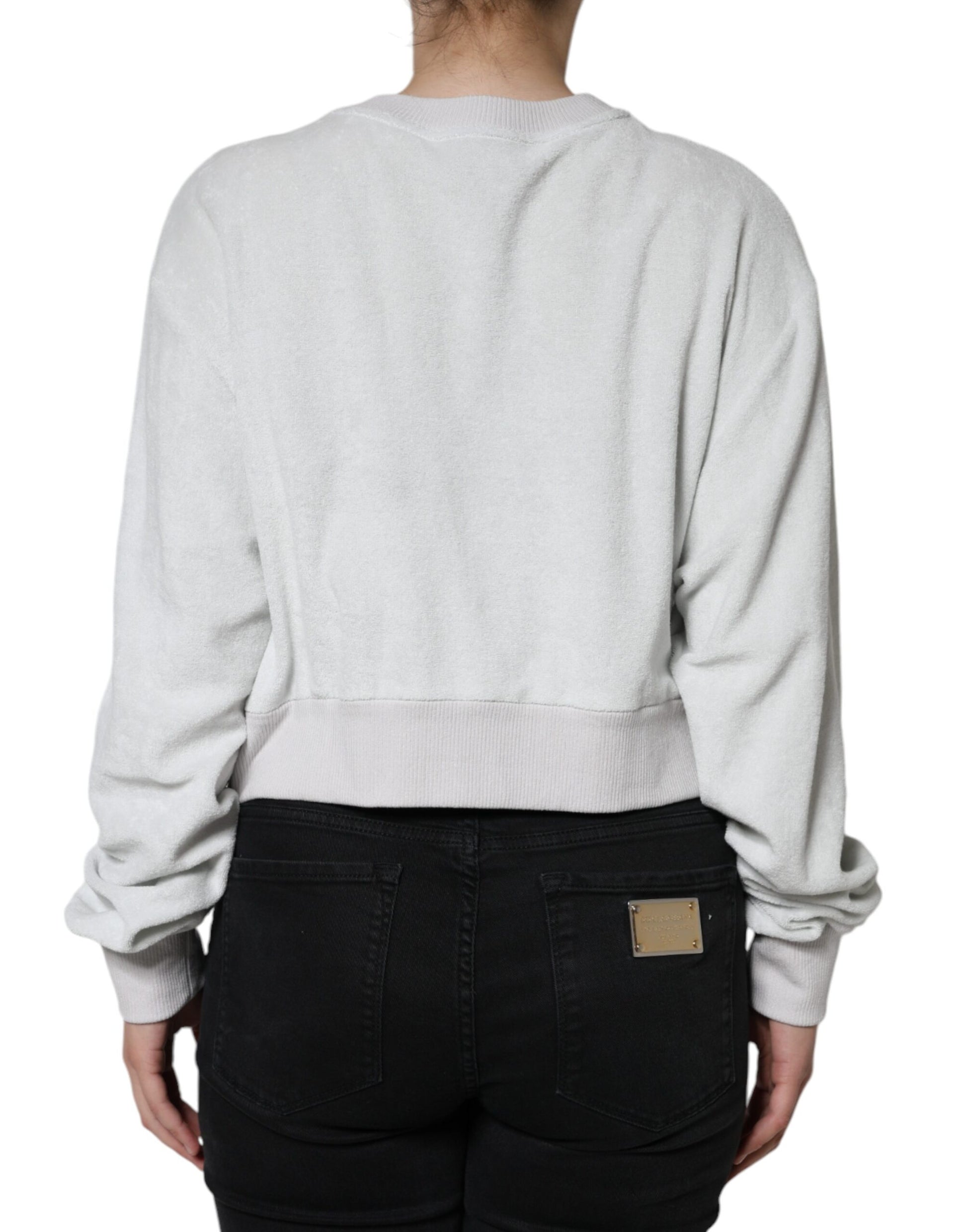 Dolce & Gabbana White Nylon Stretch Crew Neck Pullover Sweater Dolce & Gabbana