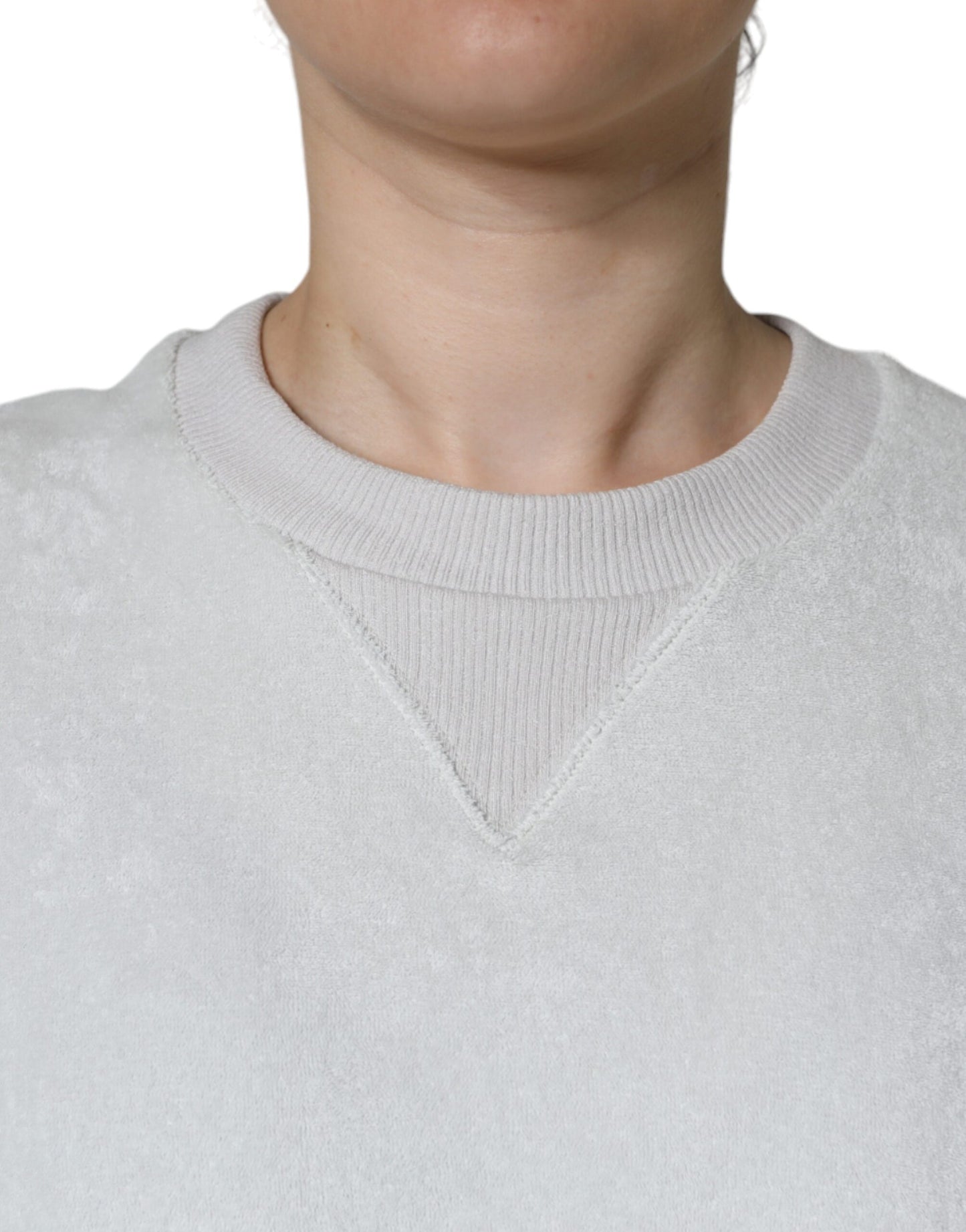 Dolce & Gabbana White Nylon Stretch Crew Neck Pullover Sweater Dolce & Gabbana