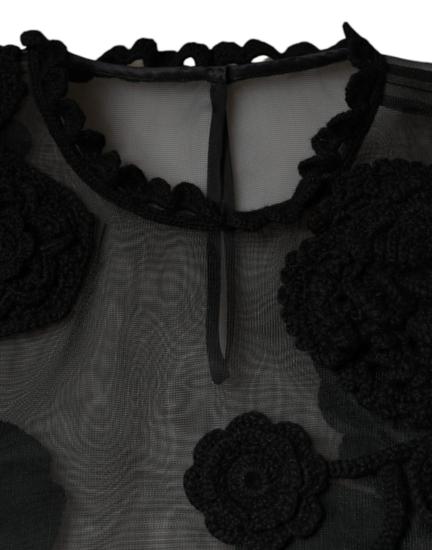 Dolce & Gabbana Black Nylon Mesh Transparent Floral Blouse Dolce & Gabbana