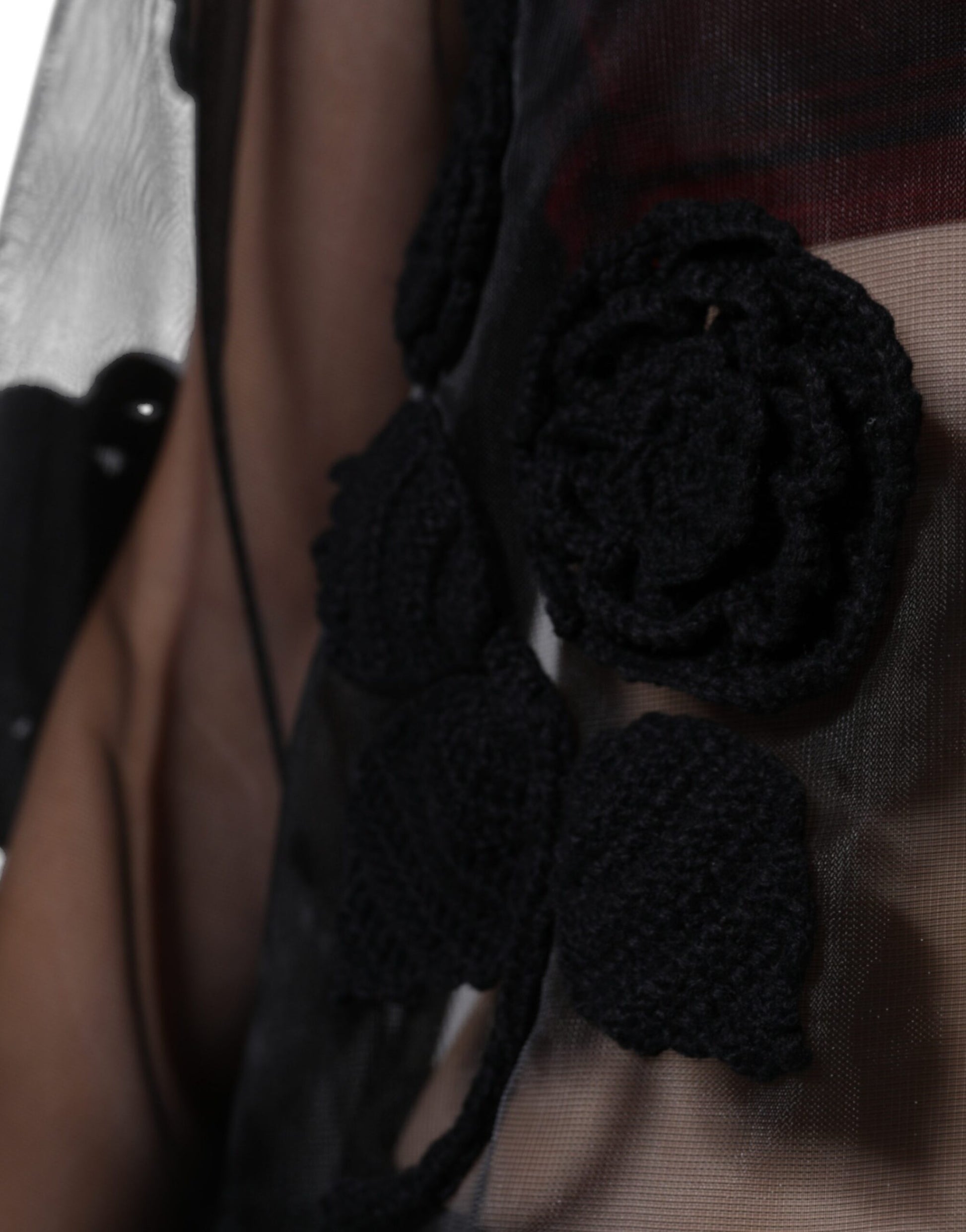 Dolce & Gabbana Black Nylon Mesh Transparent Floral Blouse Dolce & Gabbana