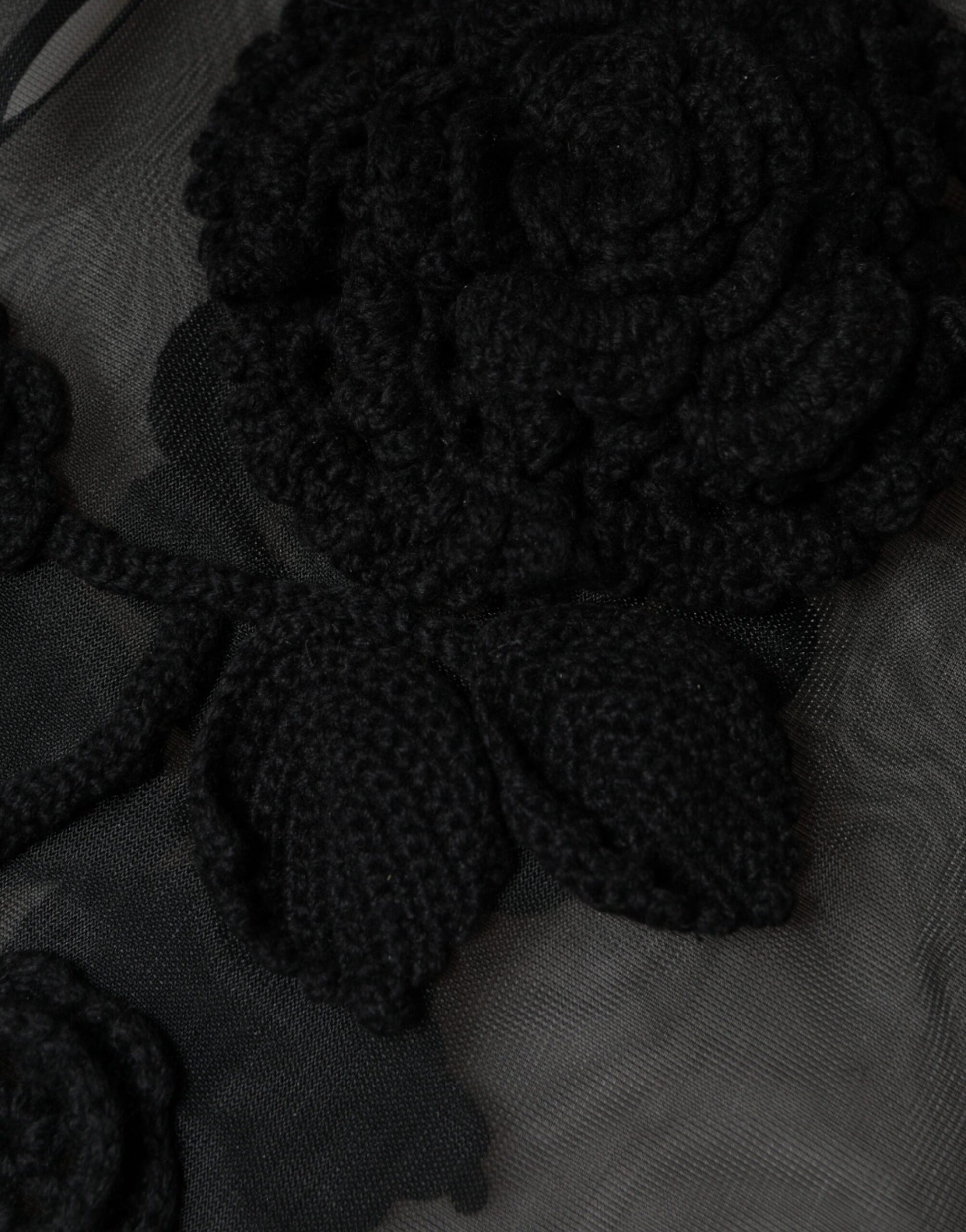 Dolce & Gabbana Black Nylon Mesh Transparent Floral Blouse Dolce & Gabbana