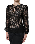 Dolce & Gabbana Black Floral Lace See Through Long Sleeve Top - Eljoys Fashion 