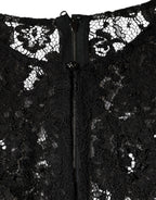 Dolce & Gabbana Black Floral Lace See Through Long Sleeve Top - Eljoys Fashion 