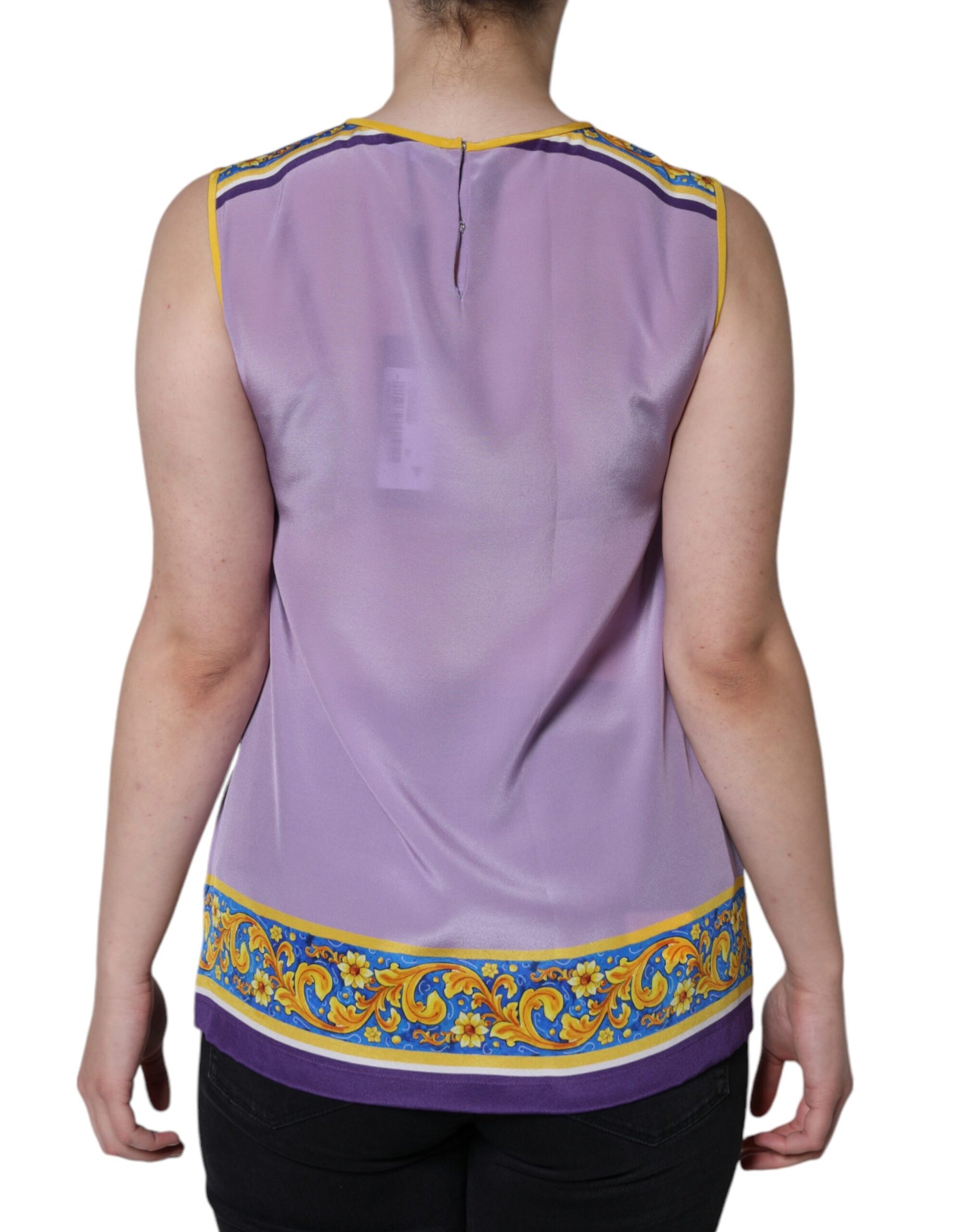 Dolce & Gabbana Purple Silk Caponata Siciliana Print Tank Top Dolce & Gabbana