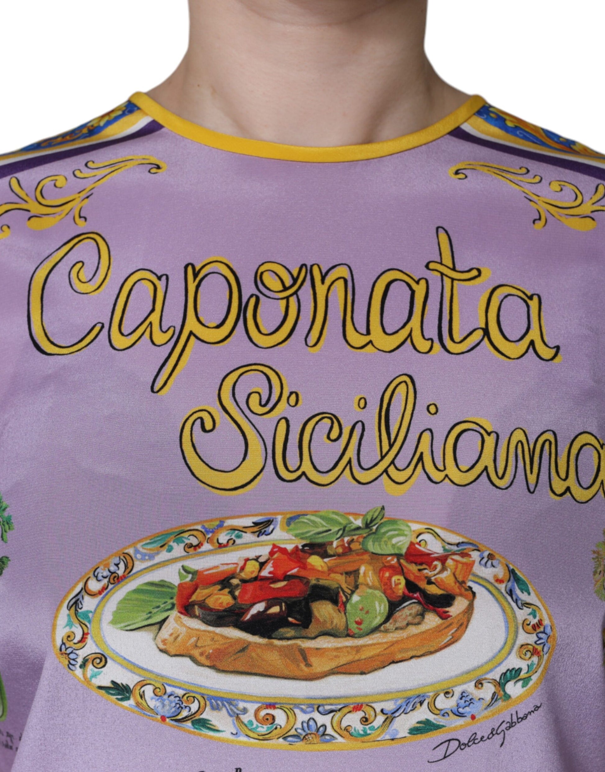 Dolce & Gabbana Purple Silk Caponata Siciliana Print Tank Top Dolce & Gabbana