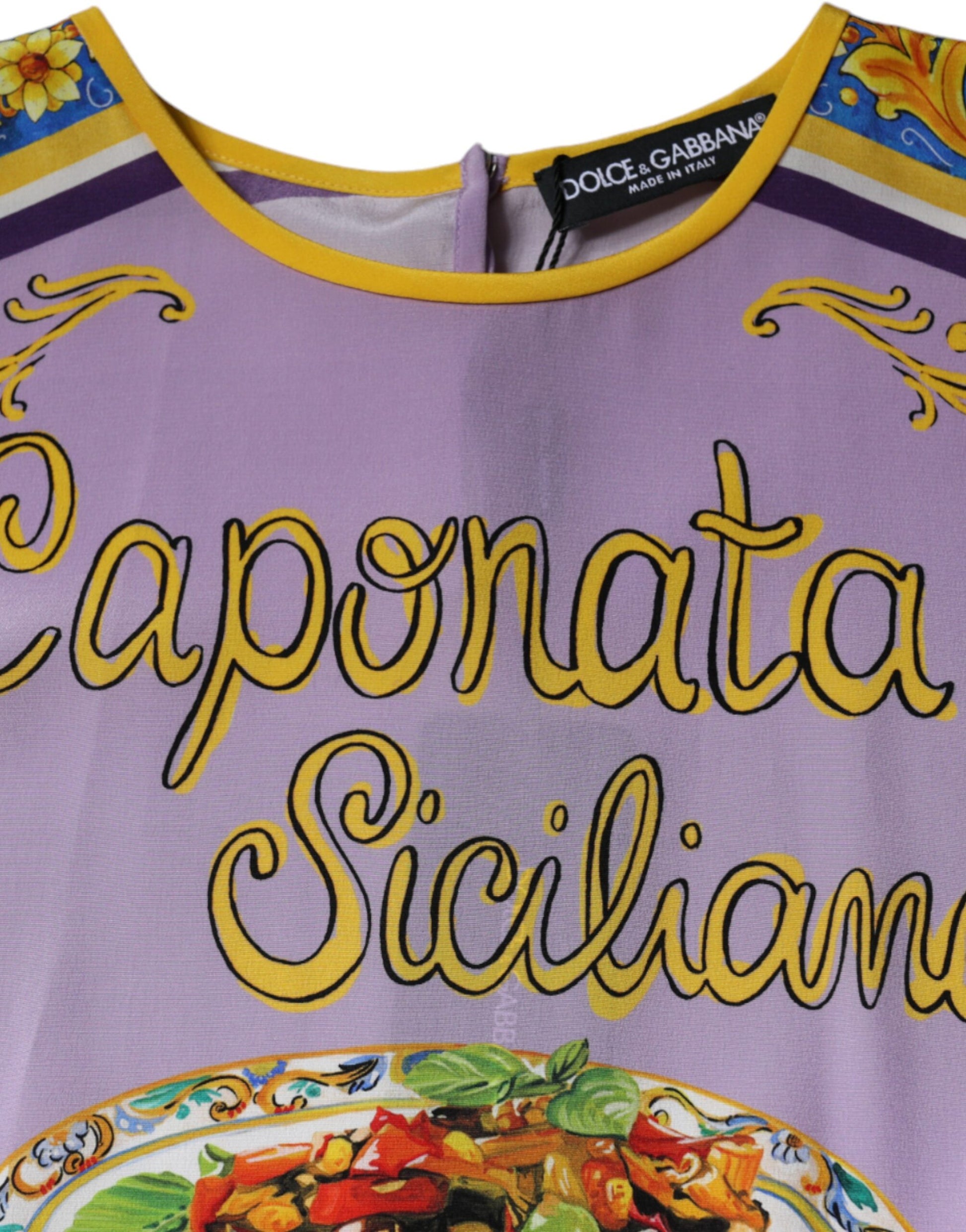 Dolce & Gabbana Purple Silk Caponata Siciliana Print Tank Top Dolce & Gabbana