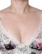 Dolce & Gabbana Black Floral Lace Short Sleeves Blouse Top - Eljoys Fashion 