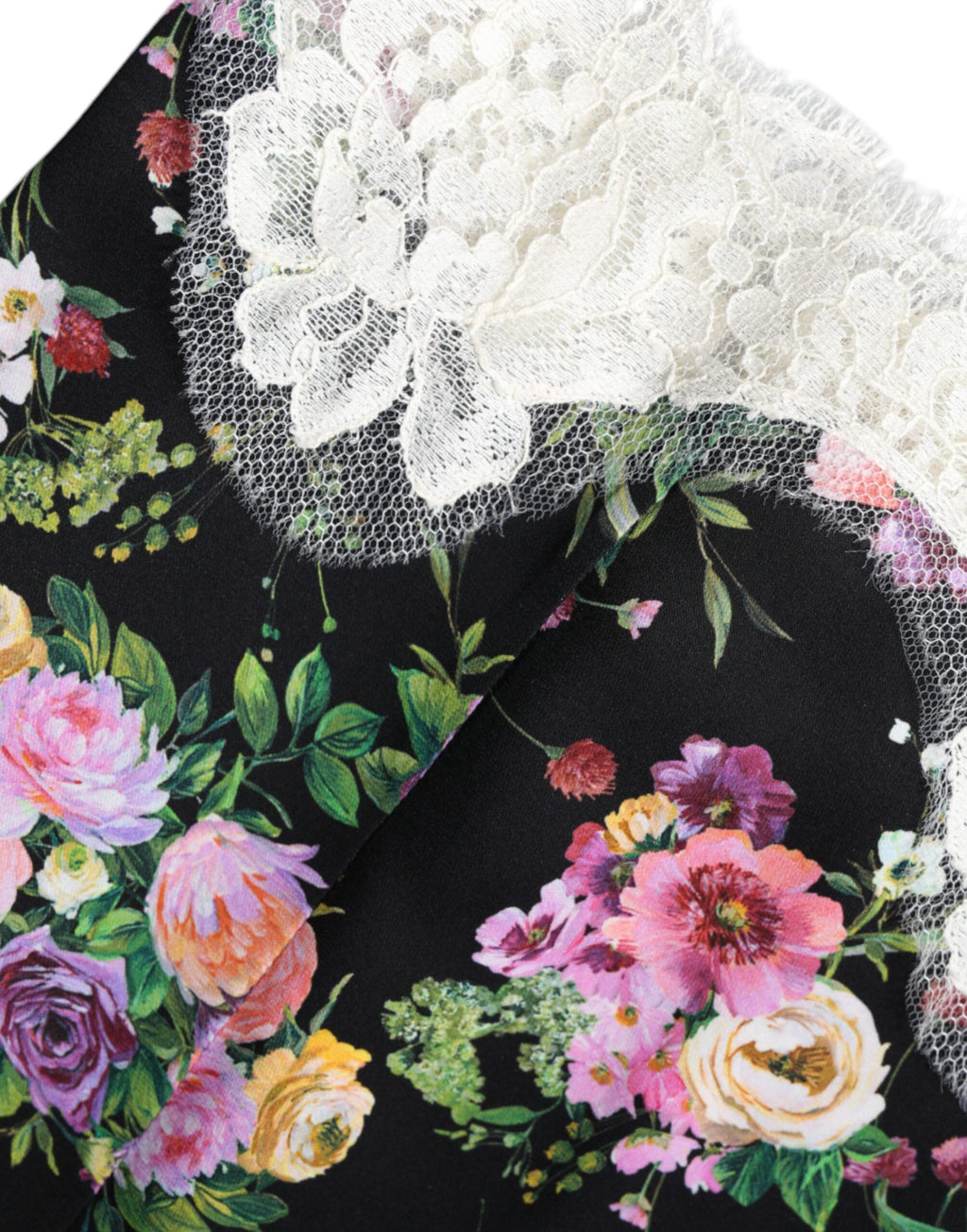 Dolce & Gabbana Black Floral Lace Short Sleeves Blouse Top - Eljoys Fashion 