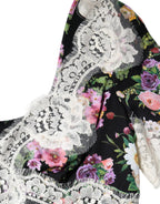 Dolce & Gabbana Black Floral Lace Short Sleeves Blouse Top - Eljoys Fashion 
