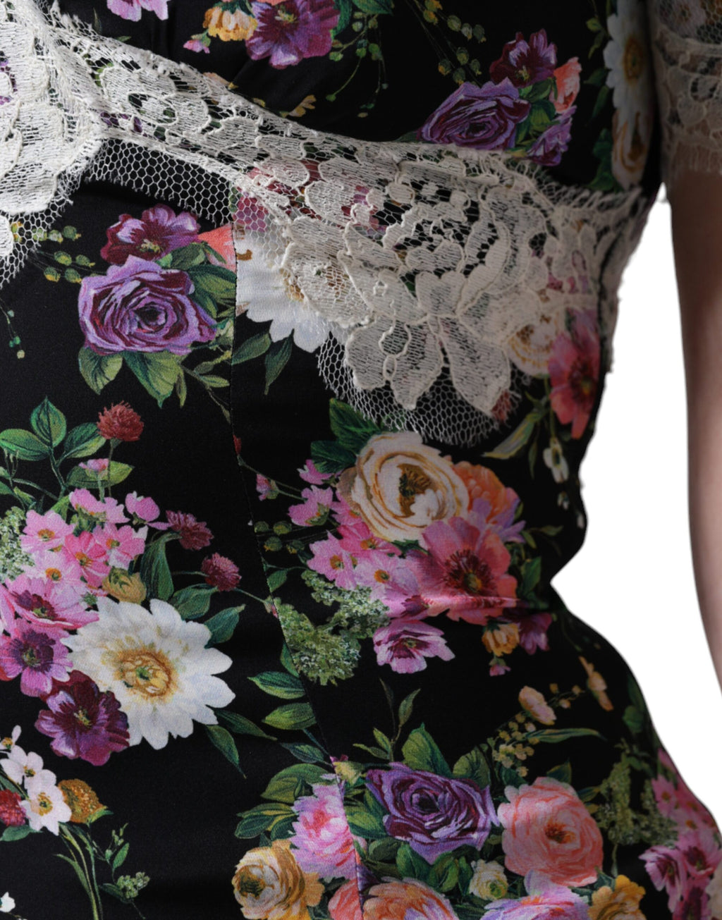 Dolce & Gabbana Black Floral Lace Short Sleeves Blouse Top - Eljoys Fashion 