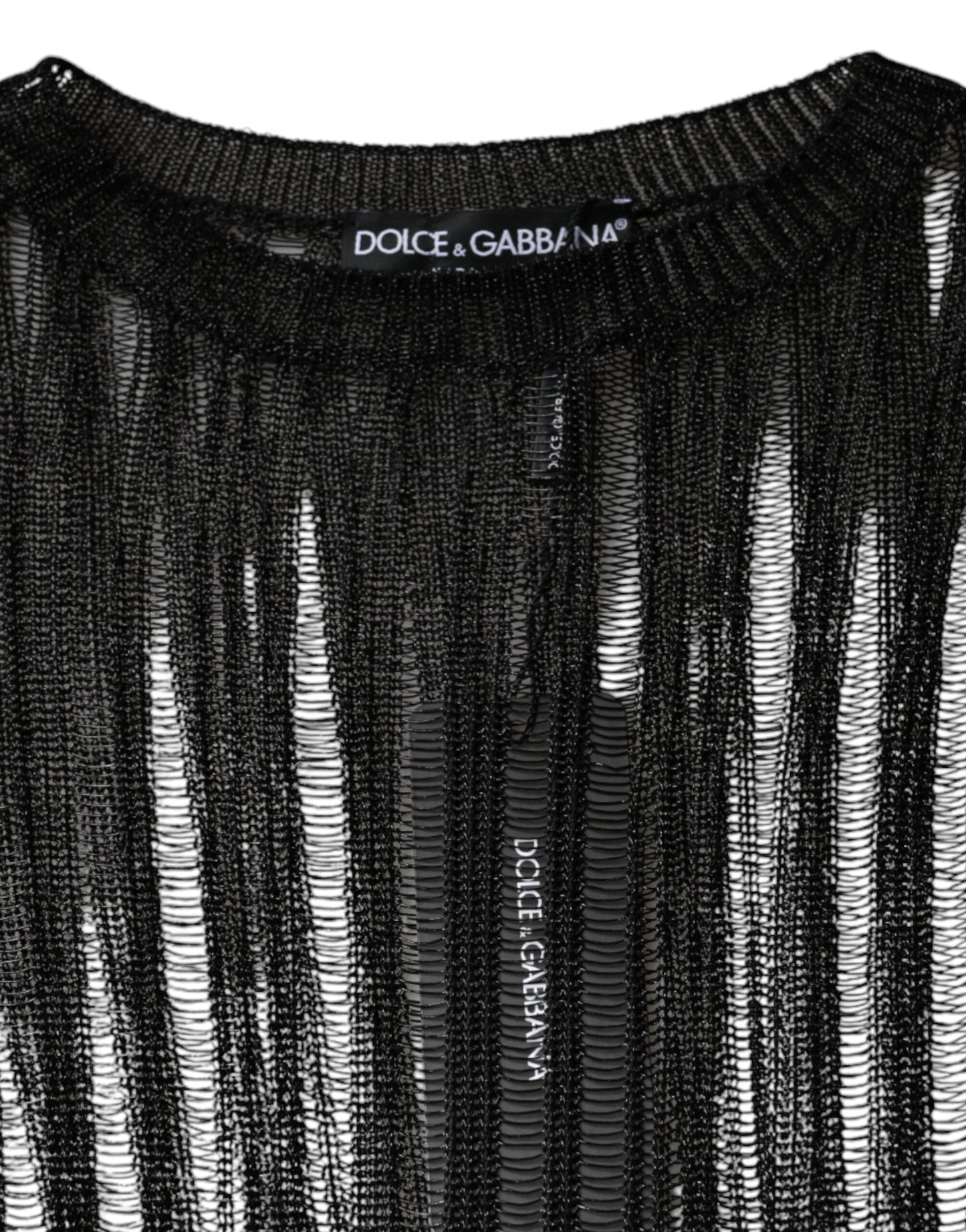 Dolce & Gabbana Black Stripe See Through Long Sleeves Top Dolce & Gabbana