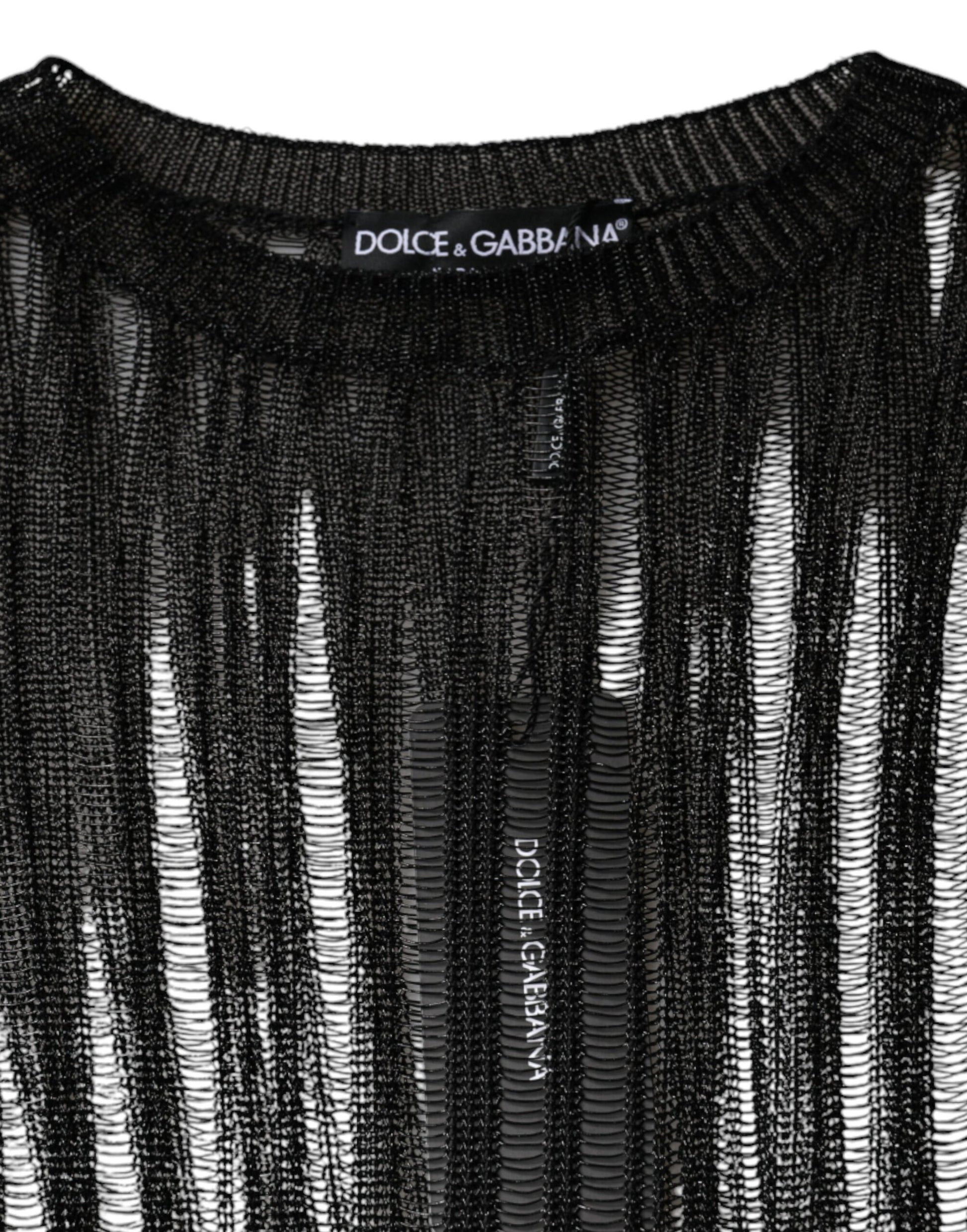 Dolce & Gabbana Black Stripe See Through Long Sleeves Top Dolce & Gabbana
