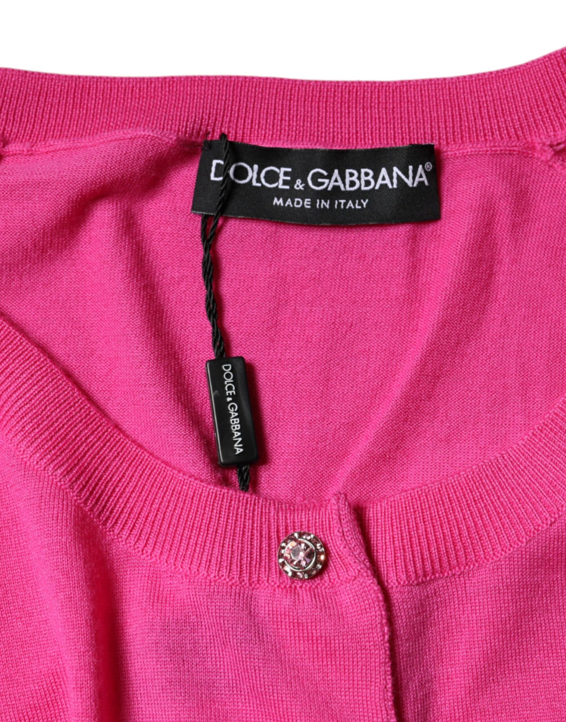 Dolce & Gabbana Pink Wool Button Down Short Sleeve Blouse Top Dolce & Gabbana