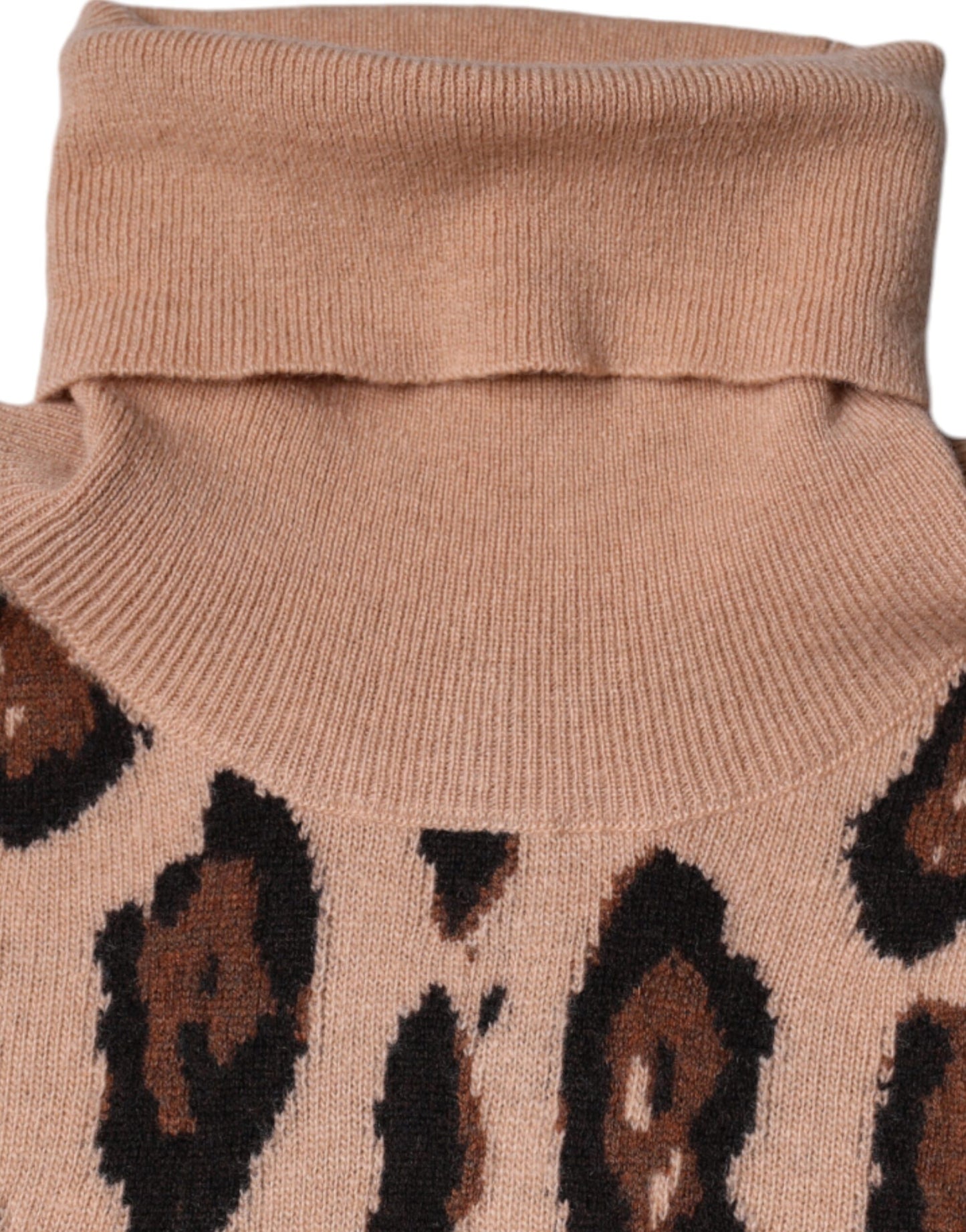 Dolce & Gabbana Beige Leopard Print Wool Turtleneck Top Dolce & Gabbana