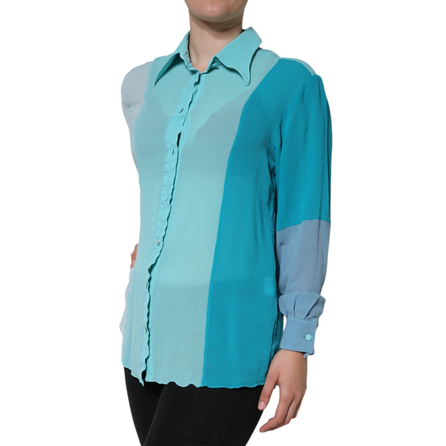 Dolce & Gabbana Multicolor Long Sleeve Button Blouse Top Dolce & Gabbana