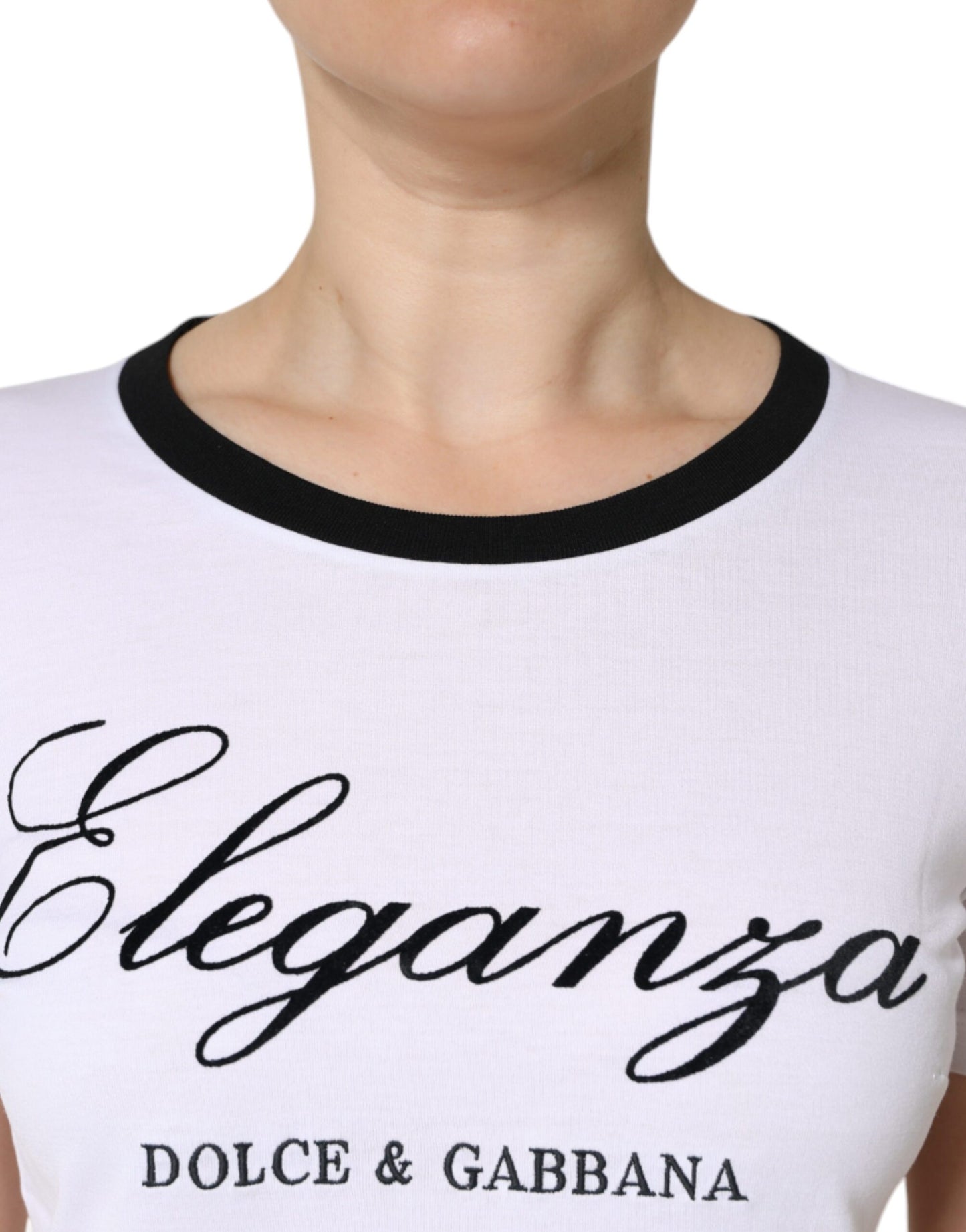 Dolce & Gabbana White Eleganza Print Cotton Short Sleeves T-shirt Dolce & Gabbana