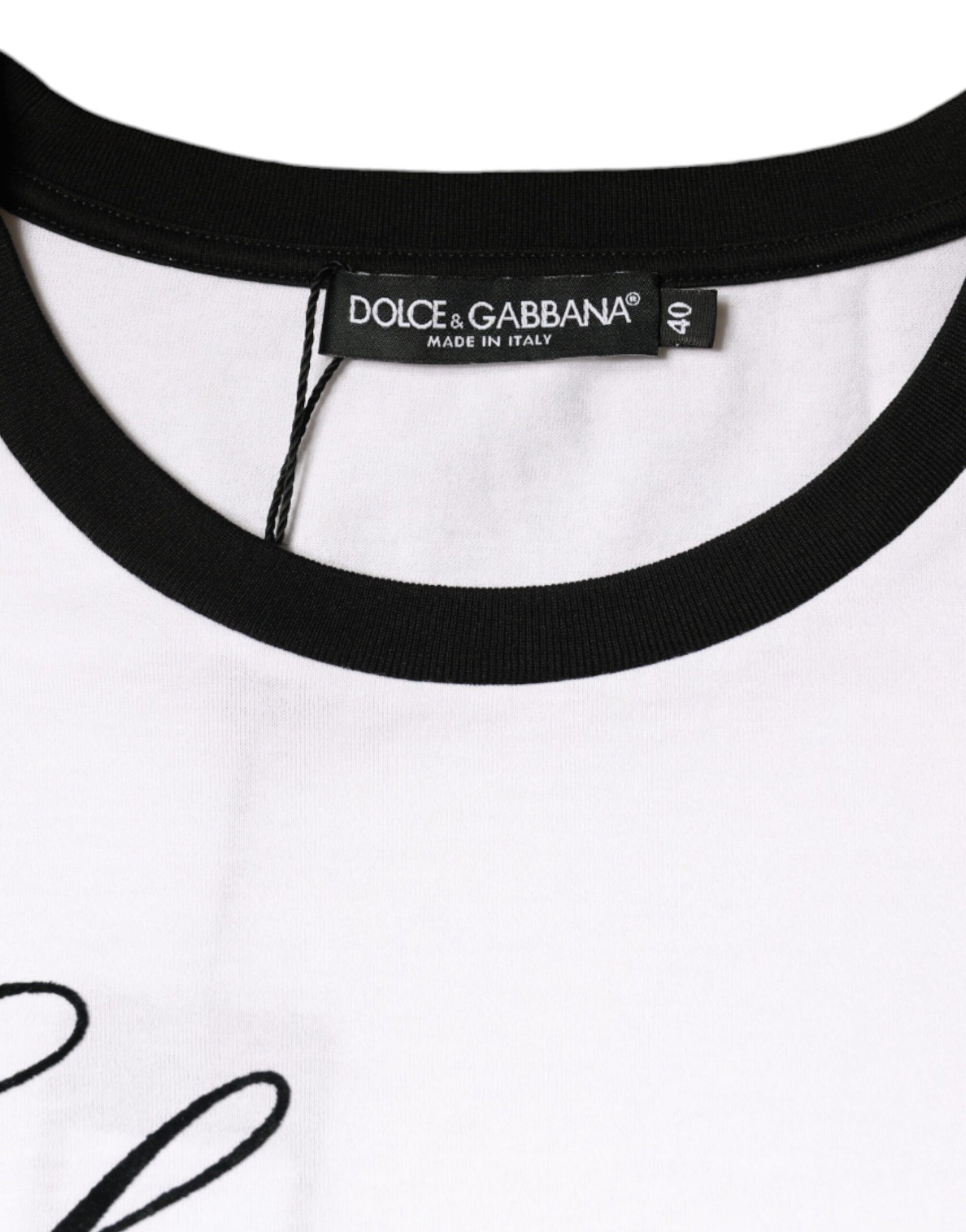 Dolce & Gabbana White Eleganza Print Cotton Short Sleeves T-shirt Dolce & Gabbana