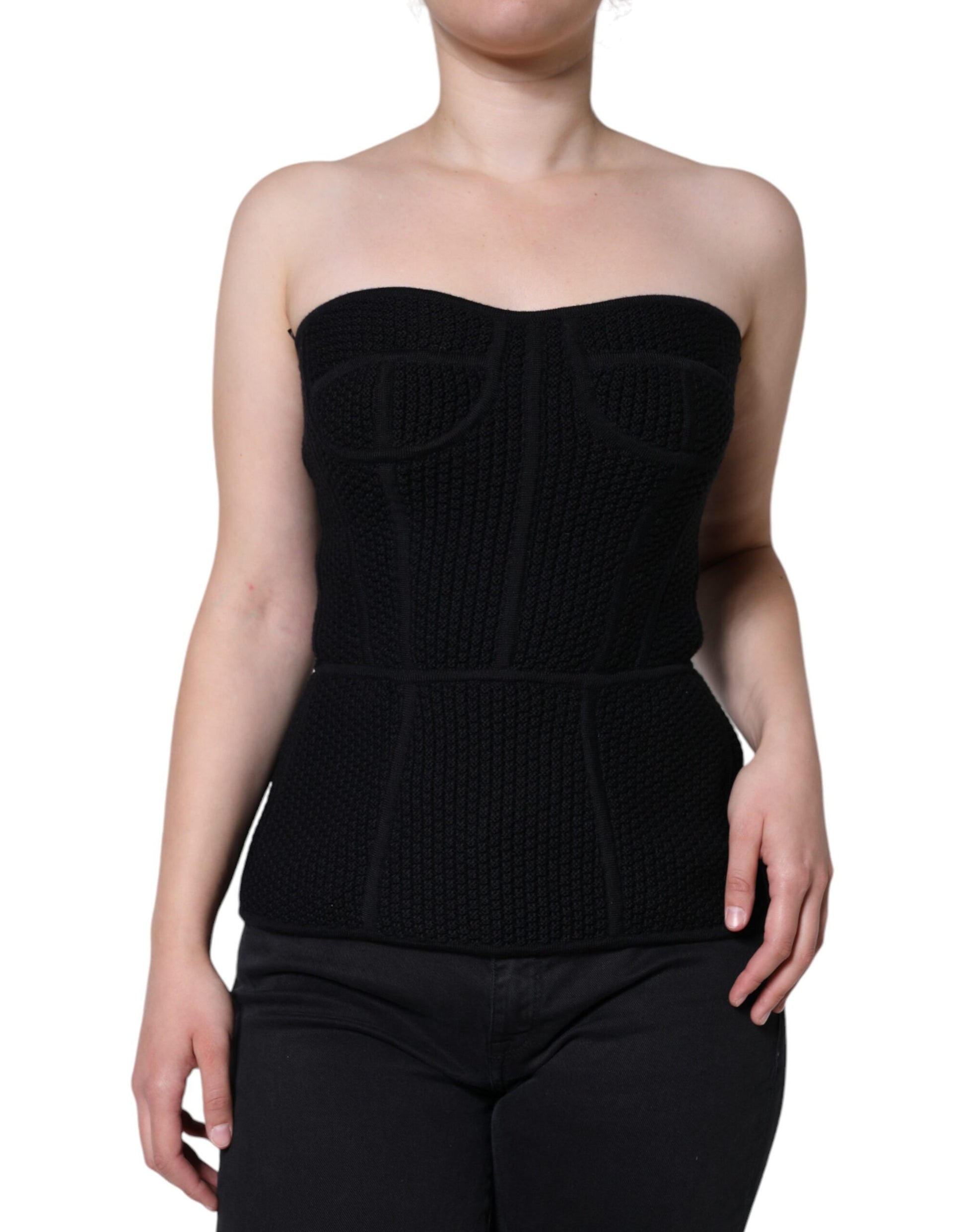Dolce & Gabbana Black Bustier Sleeveless Corset Blouse Top Dolce & Gabbana