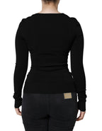 Dolce & Gabbana Black Long Sleeves Blouse Square Neck Top - Eljoys Fashion 