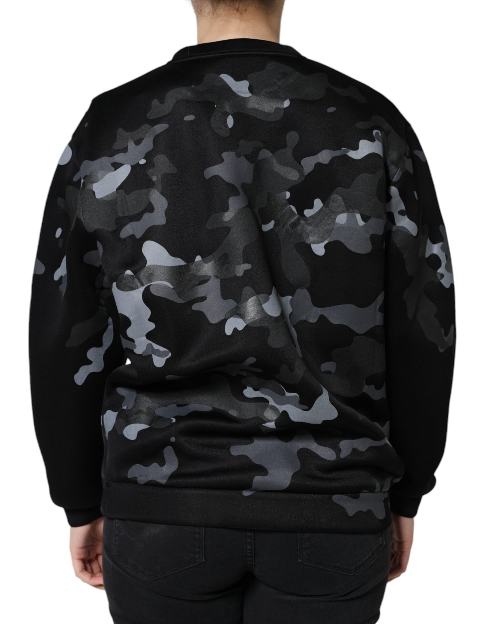 Dolce & Gabbana Black Camouflage Round Neck Sweatshirt Sweater Dolce & Gabbana