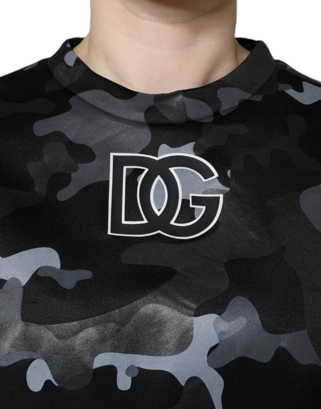 Dolce & Gabbana Black Camouflage Round Neck Sweatshirt Sweater - Eljoys Fashion 