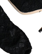 Dolce & Gabbana Black Lace Stretch Heels Mid Calf Boot Shoes - Eljoys Fashion 