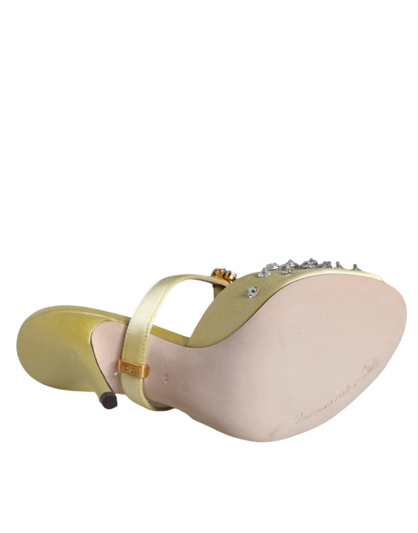 Dolce & Gabbana Yellow Mary Janes Satin Crystal Sandals Shoes Dolce & Gabbana