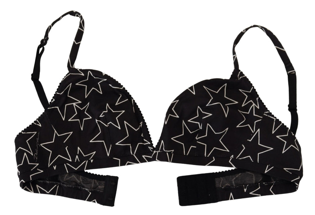 Dolce & Gabbana Black Millennials Star Non Wire Cotton Bra Underwear - Eljoys Fashion 