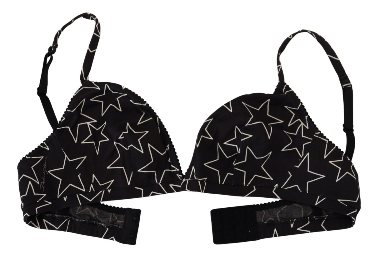 Dolce & Gabbana Black Millennials Star Non Wire Cotton Bra Underwear - Eljoys Fashion 