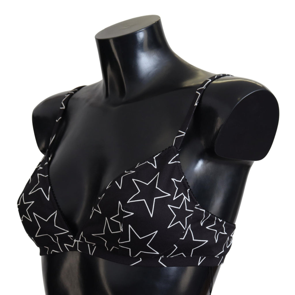 Dolce & Gabbana Black Millennials Star Non Wire Cotton Bra Underwear - Eljoys Fashion 